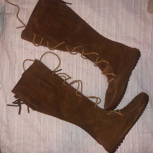 Minnetonka Front Lace Knee High Boot